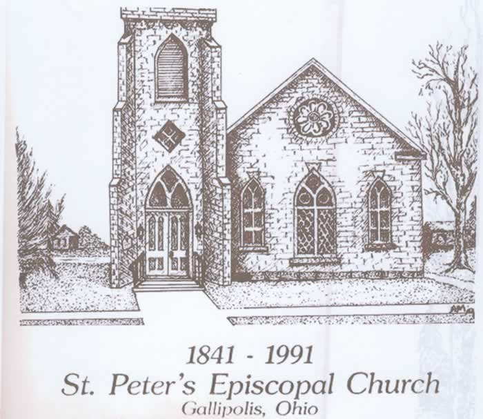 Drawing of old St.  Peter's Episcopal Church