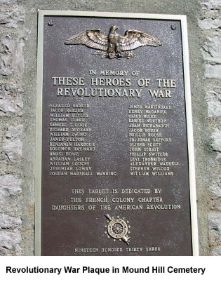 Revolutionary War Plaque in Mound Hill Cemetery