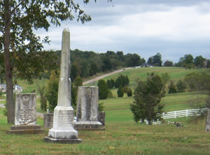 View of large tombstones 