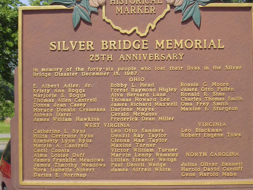 Silver Bridge Memorial 25th Anniversary Marker