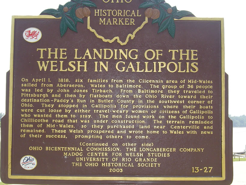 Welsh Historical Marker side 1